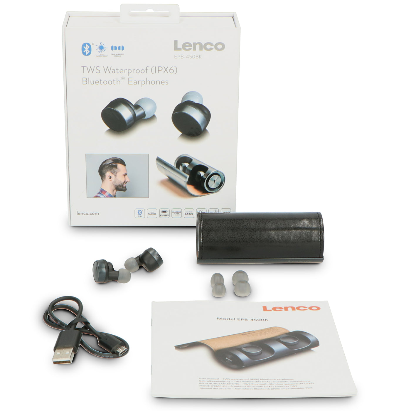 LENCO EPB-450BK - TWS waterproof Bluetooth® earphones - Black