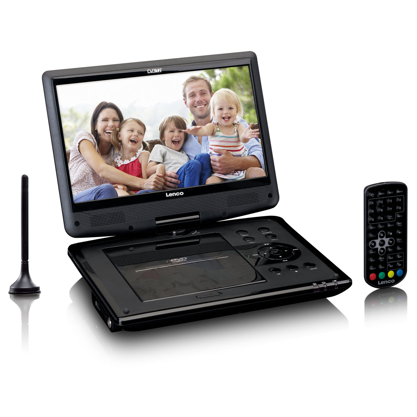 LENCO DVP-1064BK - Przenośny odtwarzacz DVD 10" z odbiornikiem HD DVB T2 - Czarny