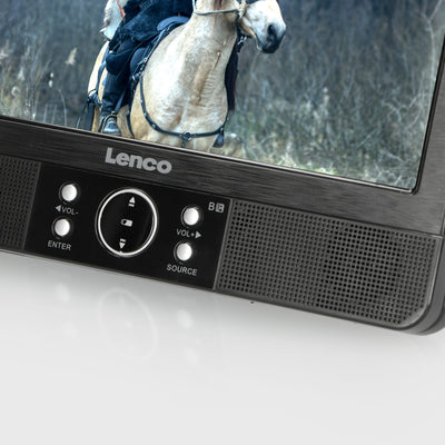 Lenco DVP-938 - Przenośny odtwarzacz DVD 2x9" z USB, SD, zintegrowaną baterią i 2 słuchawkami - Czarny 