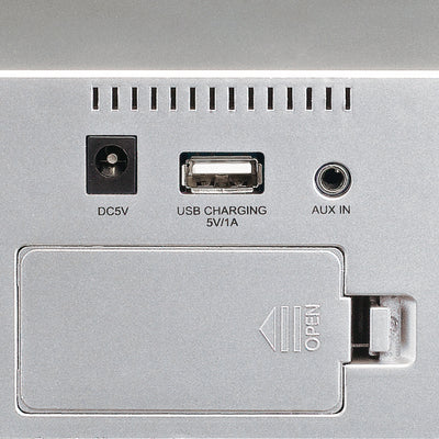 LENCO CR-520SI - Radiobudzik stereofoniczny FM z portem USB - Srebrny