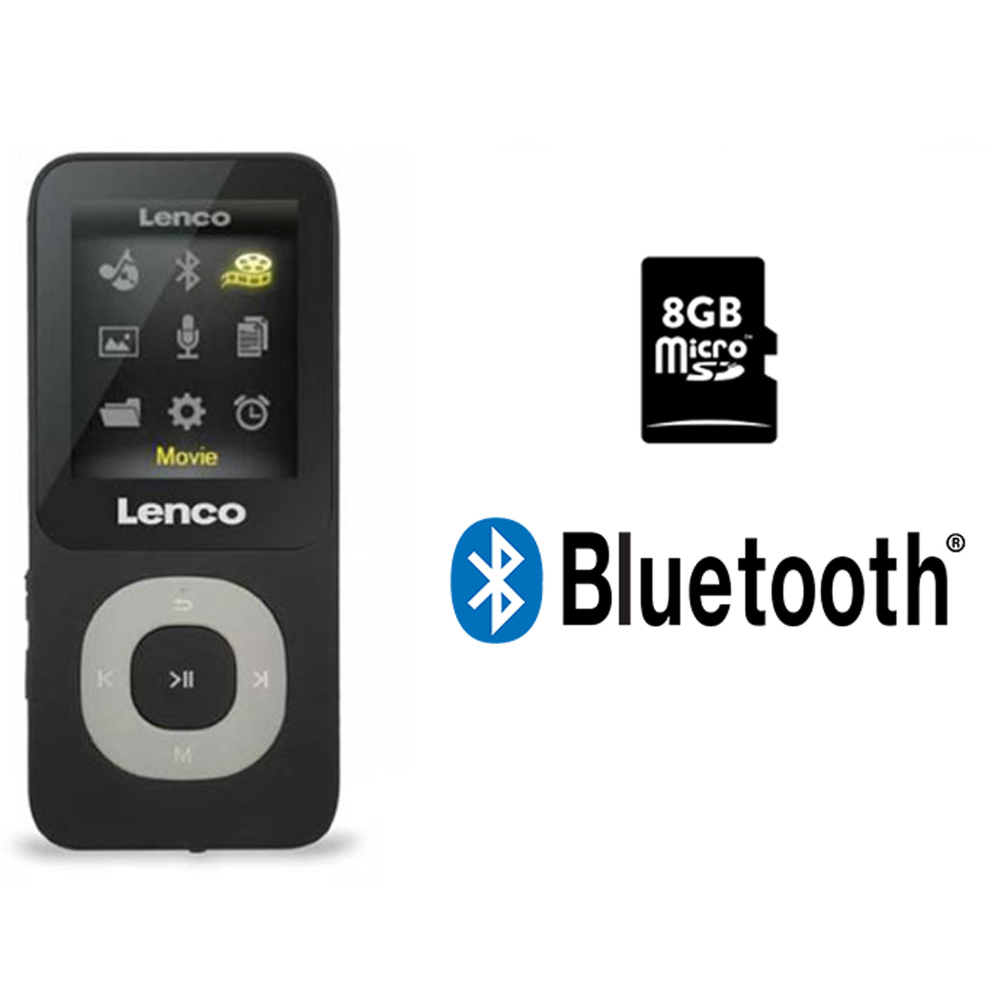 LENCO Xemio-769GY - Odtwarzacz MP3/MP4 z kartą micro SD 8GB Bluetooth® - Szary