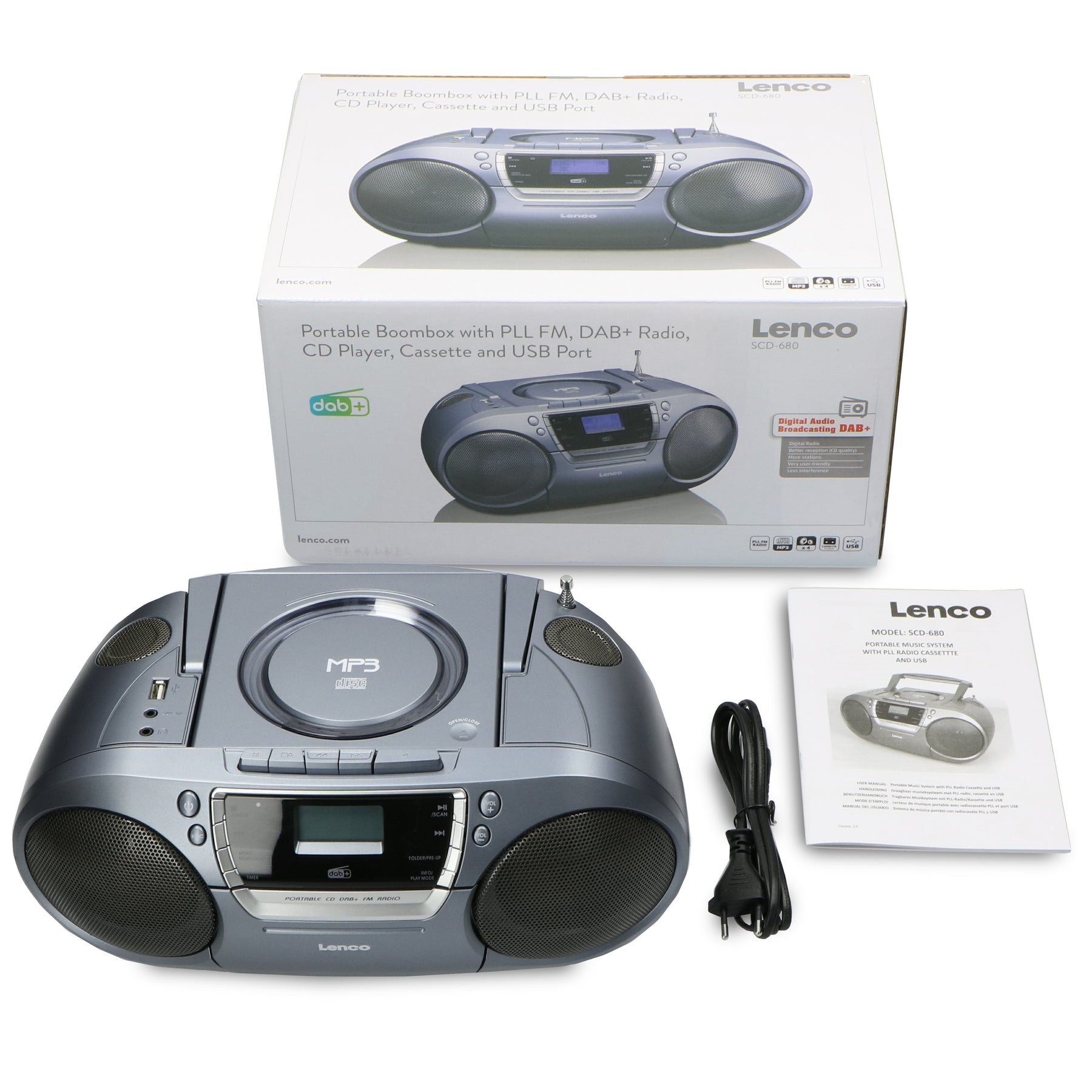 CD DAB+ player cassette LENCO Portable - - SCD-680 Radio - Lenco -Catalog – USB