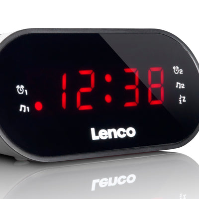 LENCO CR-07 Biały - Radiobudzik FM z wyłącznikiem czasowym i funkcją podwójnego alarmu - Biały