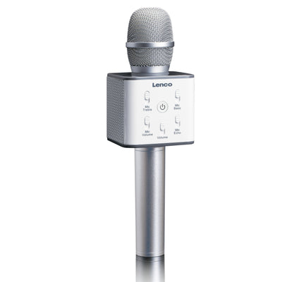 LENCO BMC-80 Silver - karaoke microphone with Bluetooth® and built-in speakers - Silver