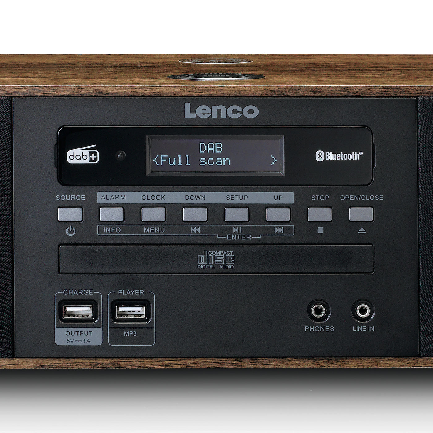 LENCO DAR-051WD Lenco-Catalog - CD, Bluetooth®, 2 USB, QI DAB+/ Stereo – and FM radio