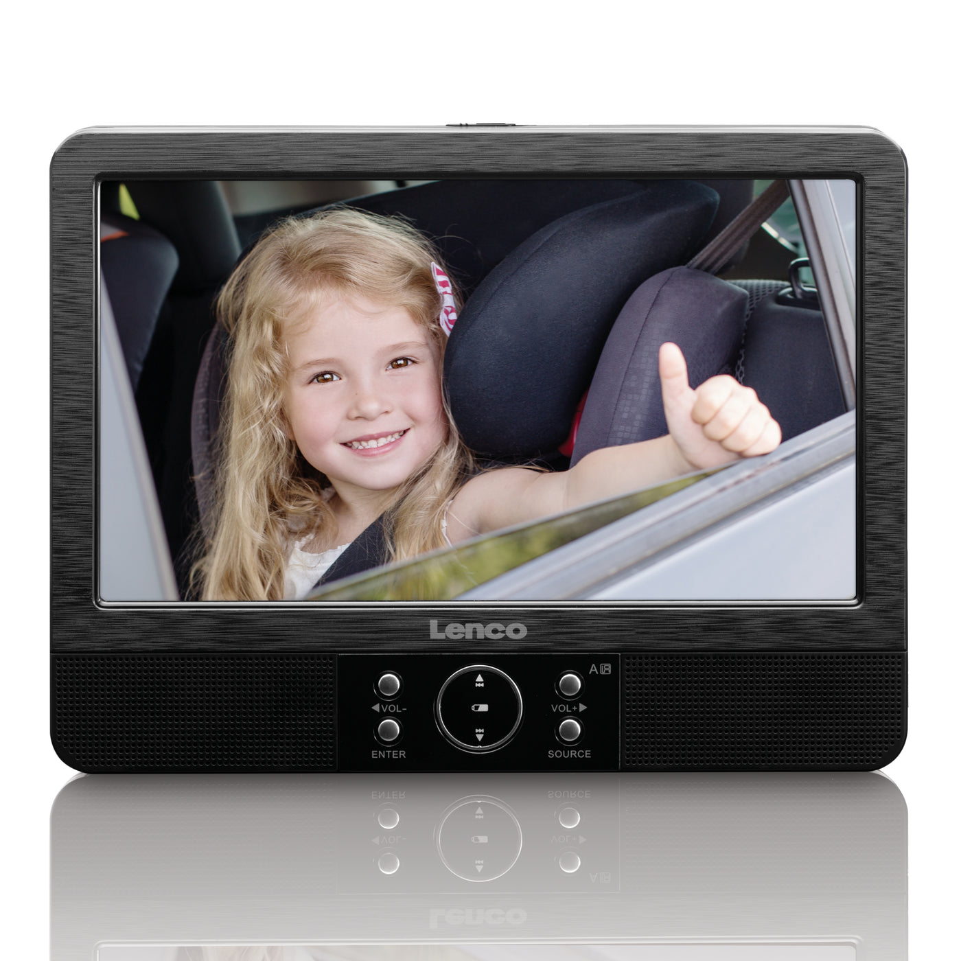 LENCO DVP-928 - 2x9" Portable DVD Player with USB, SD, Built-in Battery - Black