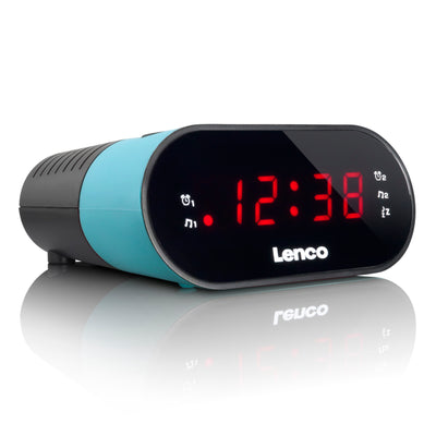 LENCO CR-07 Niebieski - Radiobudzik FM z wyłącznikiem czasowym i funkcją podwójnego alarmu - Niebieski