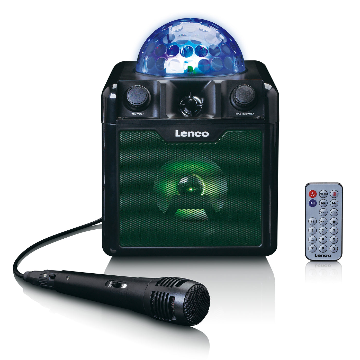 LENCO BTC-055BK - Bluetooth® speaker with lights, USB, SD, RC, MIC, AC
