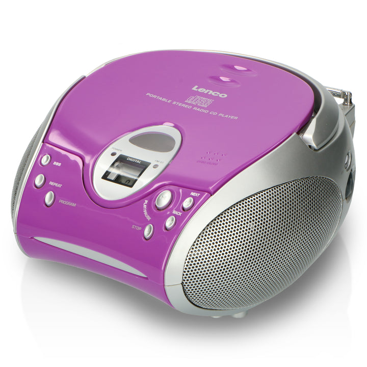 LENCO SCD-24 Purple - Portable stereo FM radio with CD