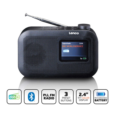 LENCO PDR-026BK - Przenośne radio DAB+/FM z Bluetooth® - Czarny