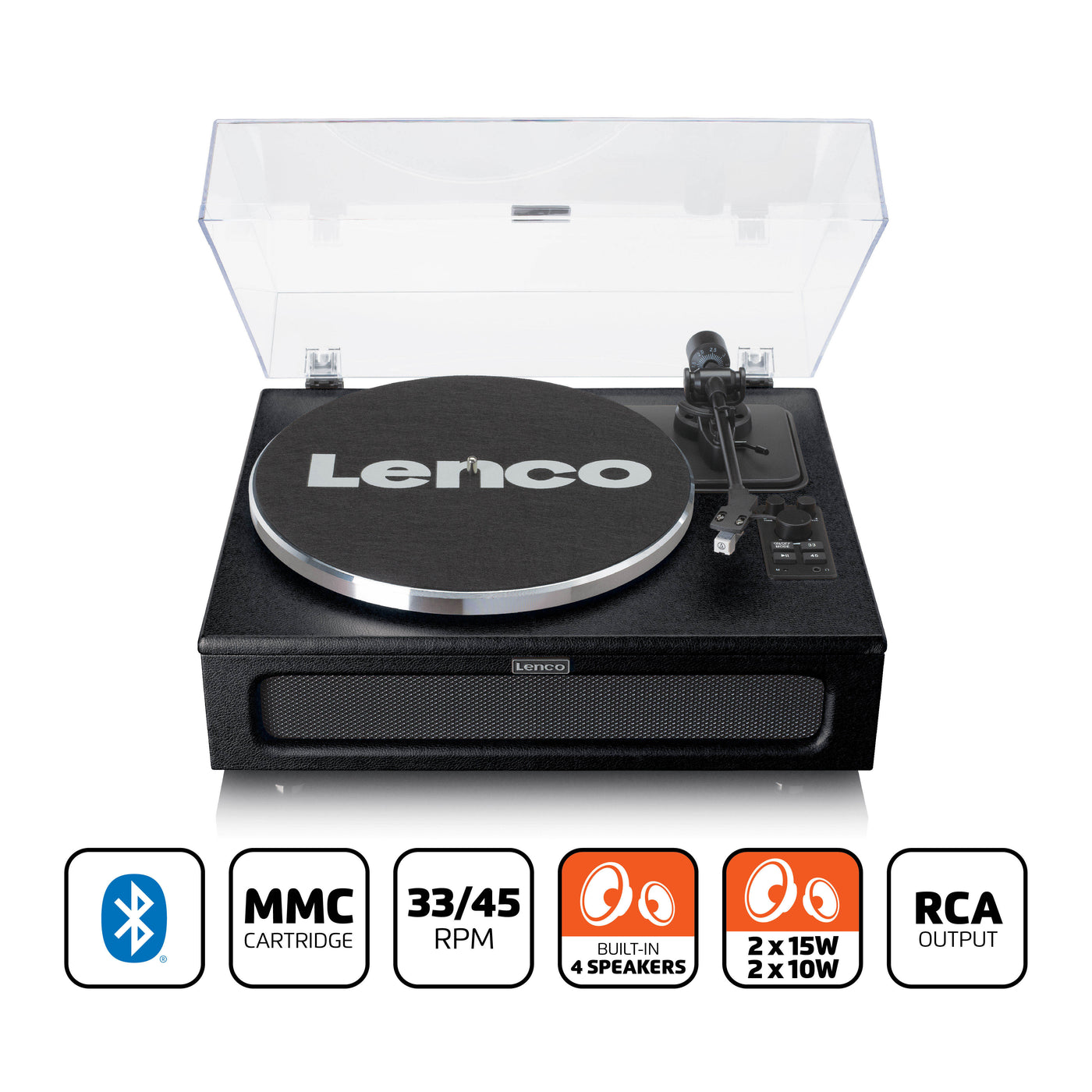 LENCO LS-430BK - Gramofon z 4 wbudowanymi głośnikami - Czarny