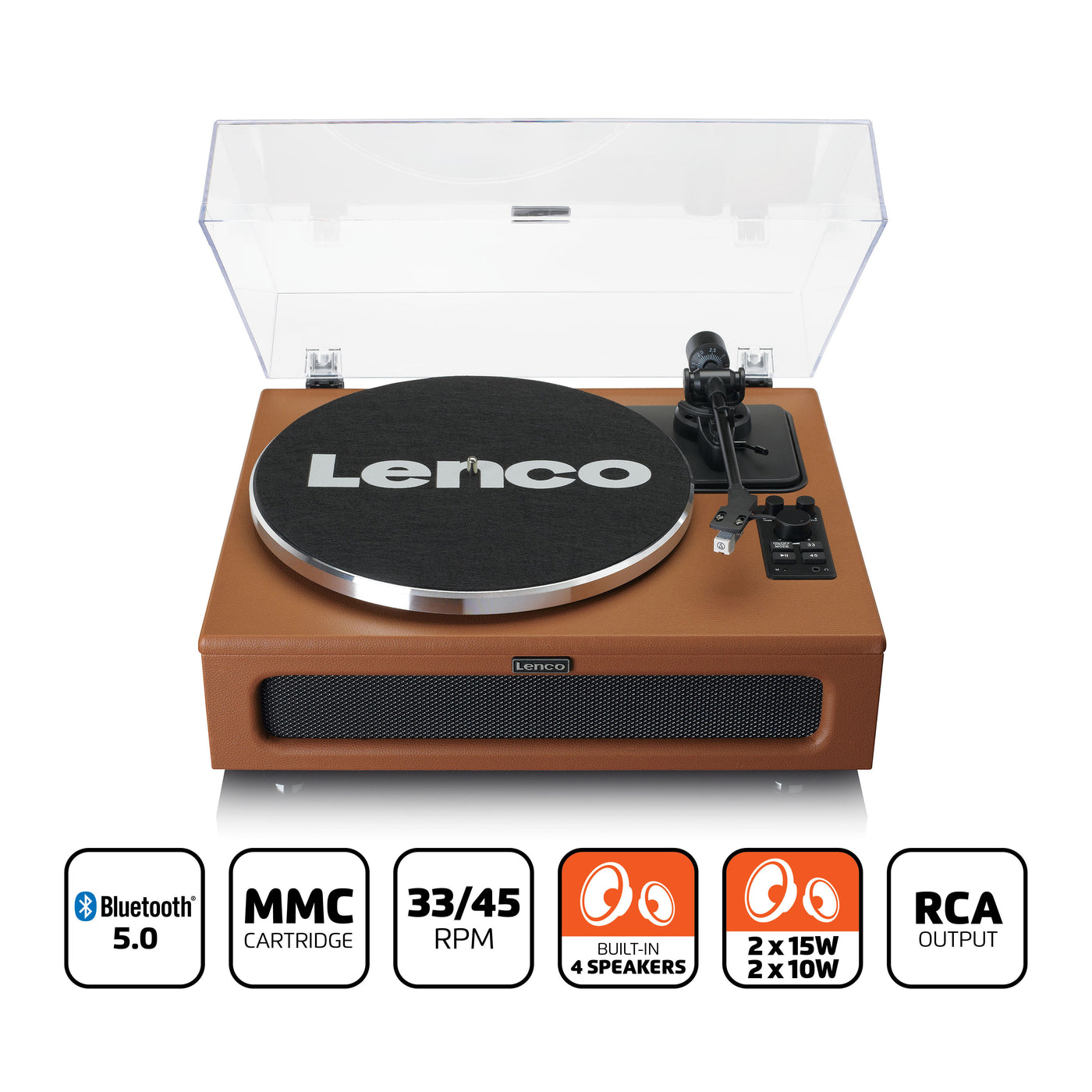 LENCO LS-430BN - Turntable with 4 built-in speakers - Brown