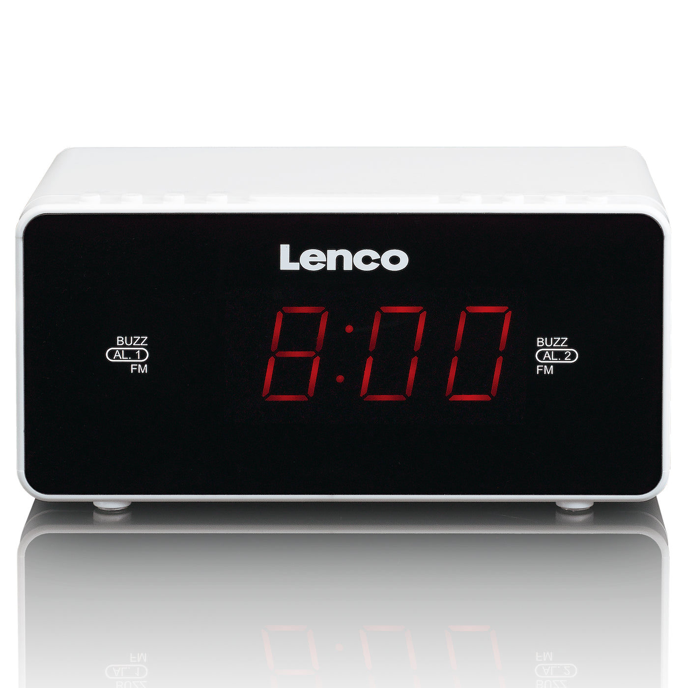 LENCO CR-510WH - Stereo FM clock radio with 0,9" LED display - White