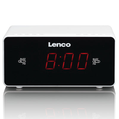 LENCO CR-510WH - Stereo FM clock radio with 0,9" LED display - White