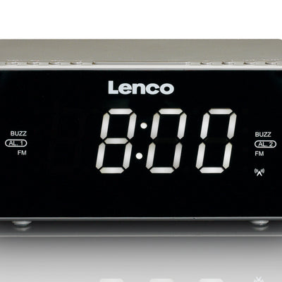 LENCO CR-530TP Radiobudzik stereofoniczny FM z zegarem sterowanym radiowo i wejściem AUX - Taupe