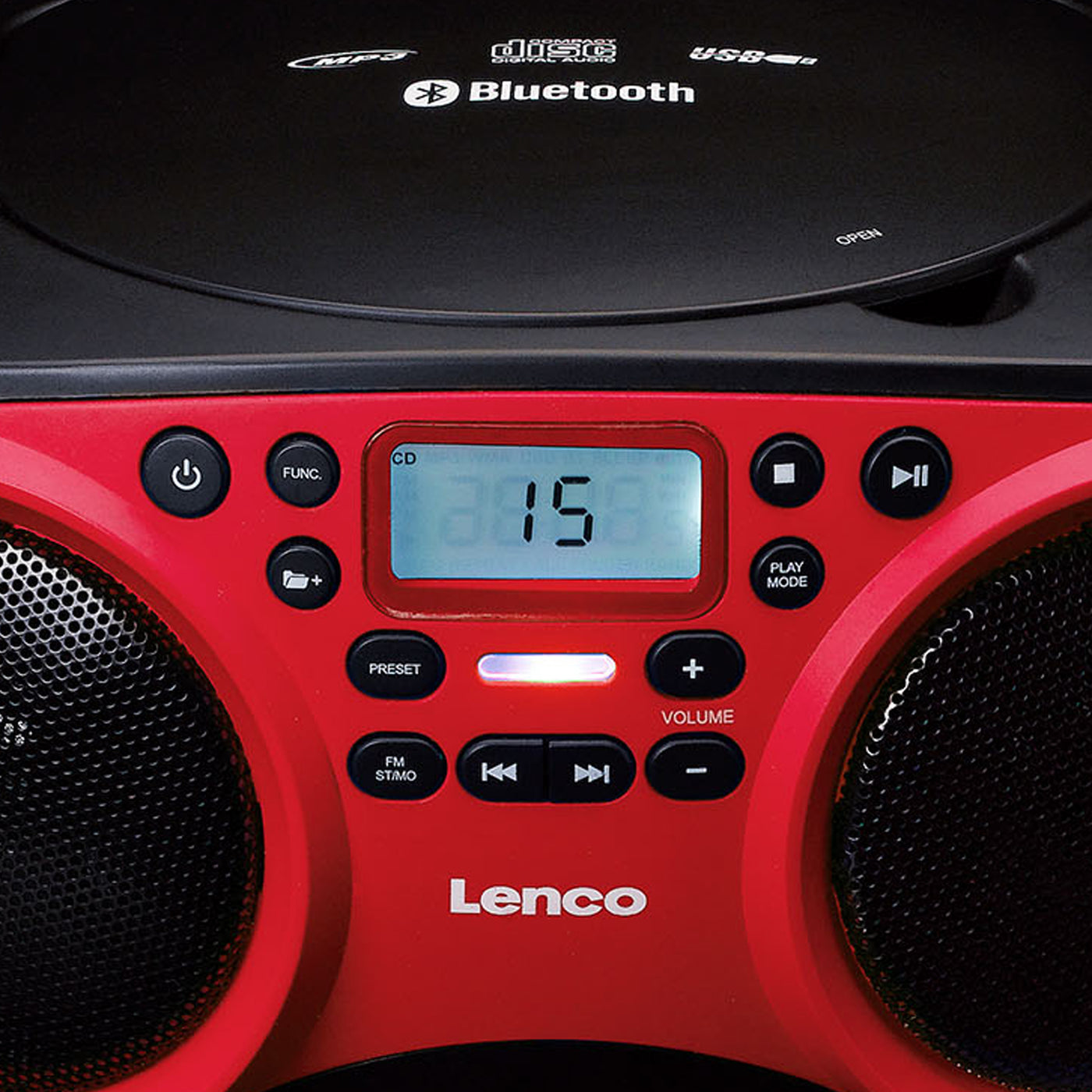 LENCO SCD-501RD Przenośny odtwarzacz CD-USB z radiem FM i Bluetooth® - czerwony