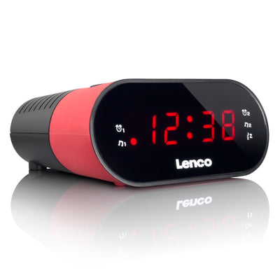 LENCO CR-07 Różowy - Radiobudzik FM z wyłącznikiem czasowym i funkcją podwójnego alarmu - Różowy