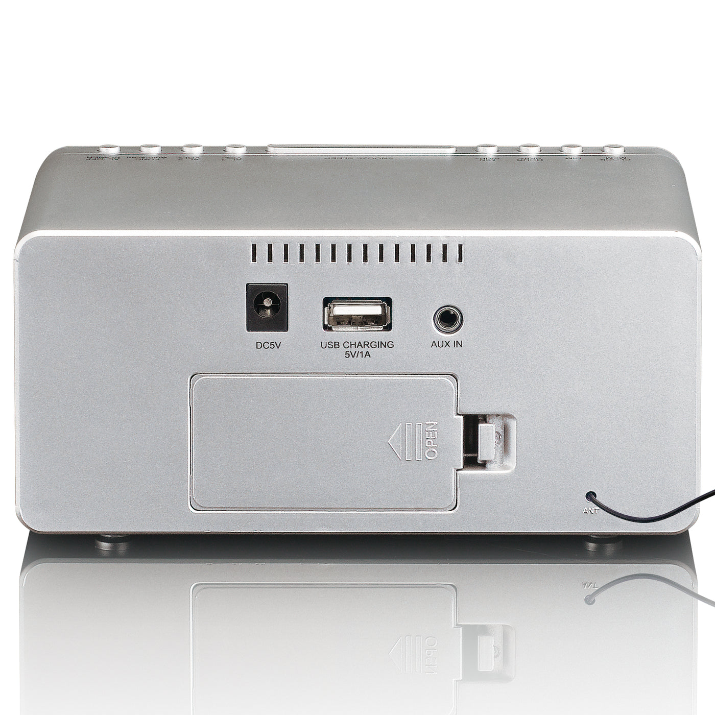 LENCO CR-520SI - Stereo FM clock radio with USB port - Silver