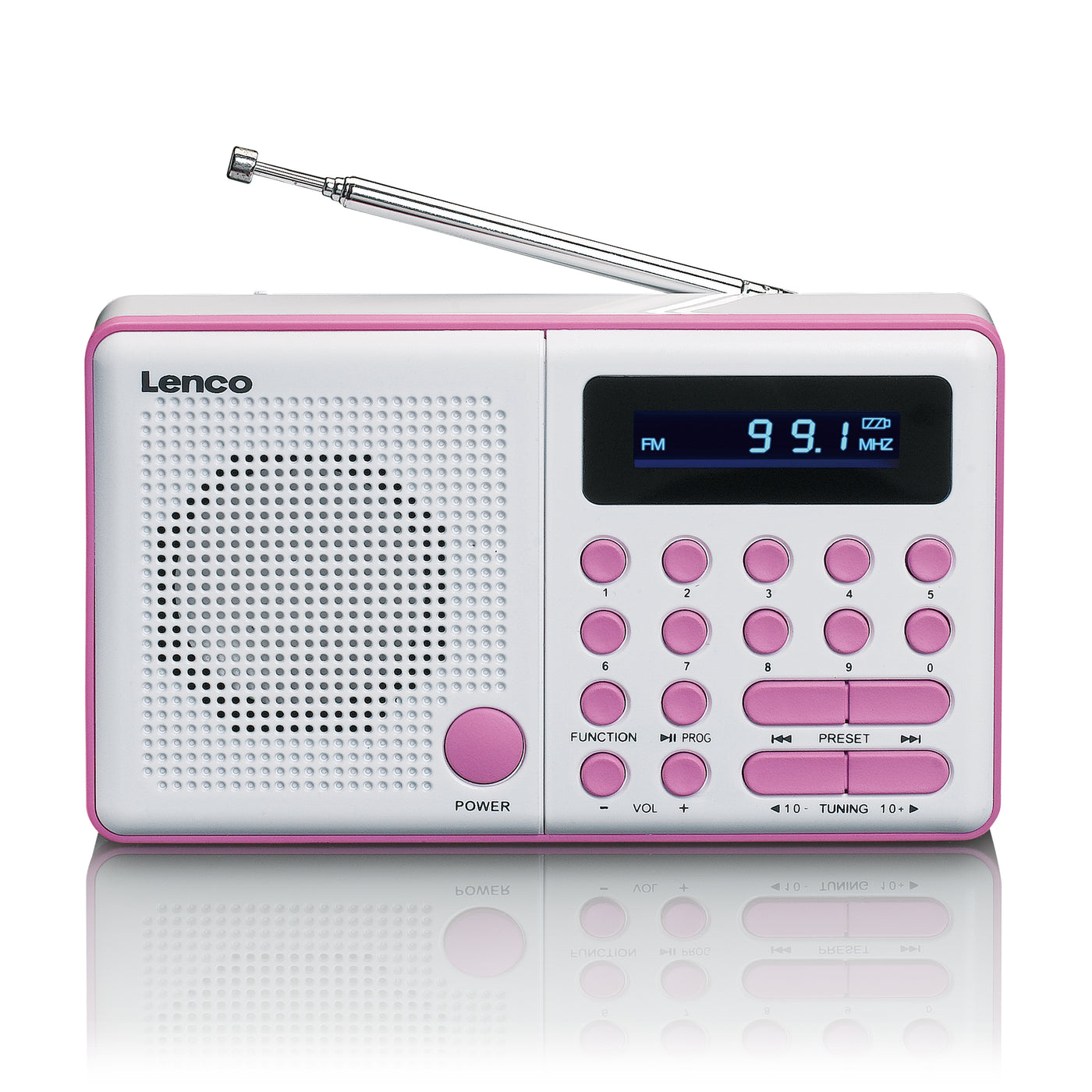LENCO MPR-034PK - Przenośne radio FM z USB i Micro SD oraz zintegrowaną baterią - Różowy