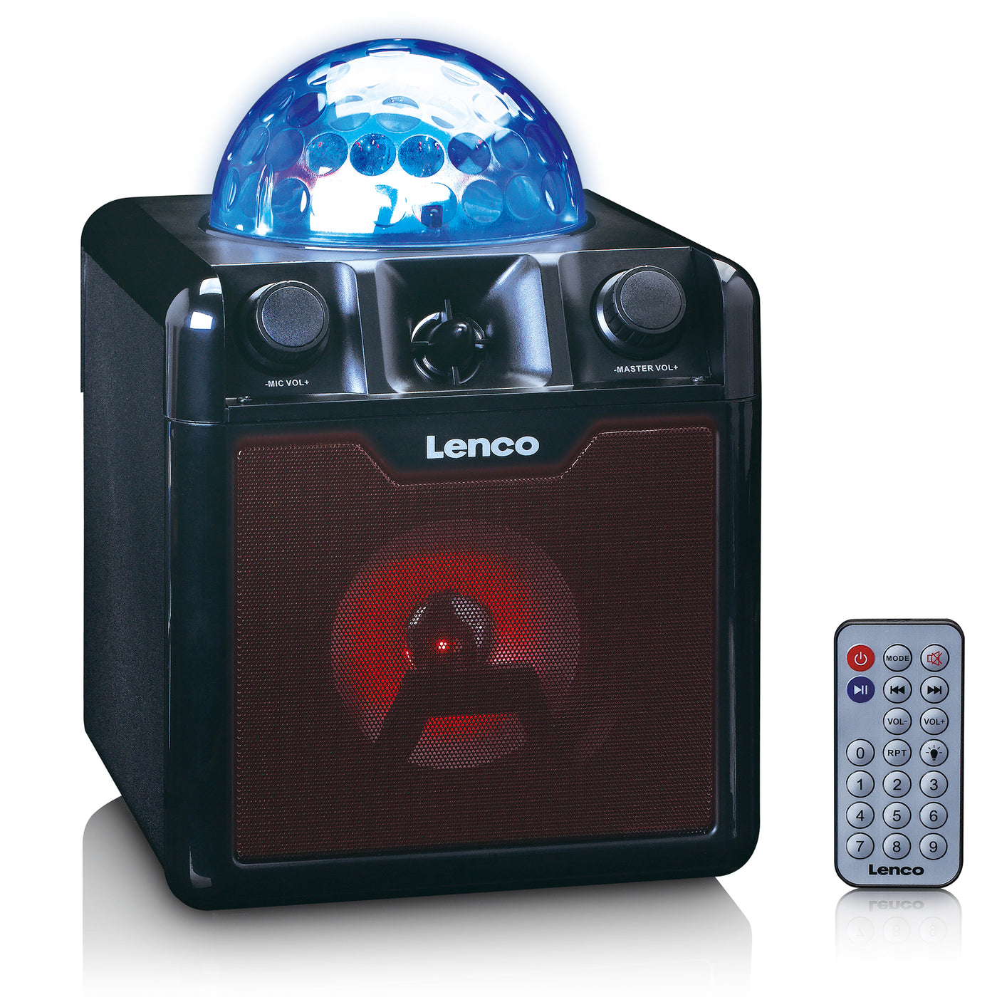 LENCO BTC-055BK - Głośnik Bluetooth® ze światłami, USB, SD, RC, MIC, AC