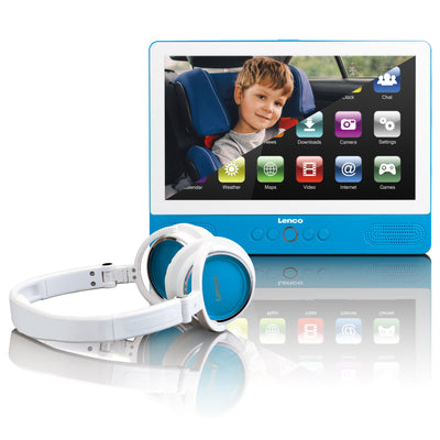 LENCO TDV901BU - 9 inch Android 7.0 tablet/DVD player Incl. headphone - Blue