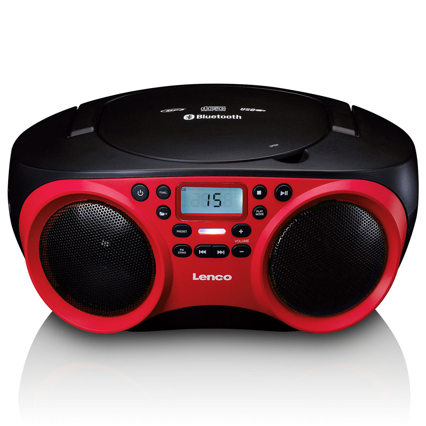 LENCO SCD-501RD Przenośny odtwarzacz CD-USB z radiem FM i Bluetooth® - czerwony