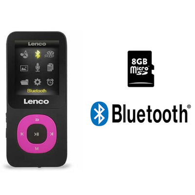 Lenco Xemio-769PK - Odtwarzacz MP3/MP4 z kartą micro SD 8GB Bluetooth® - Różowy 