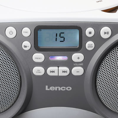 LENCO SCD-301GY - Przenośne radio FM/CD/MP3 i odtwarzacz USB - Szary