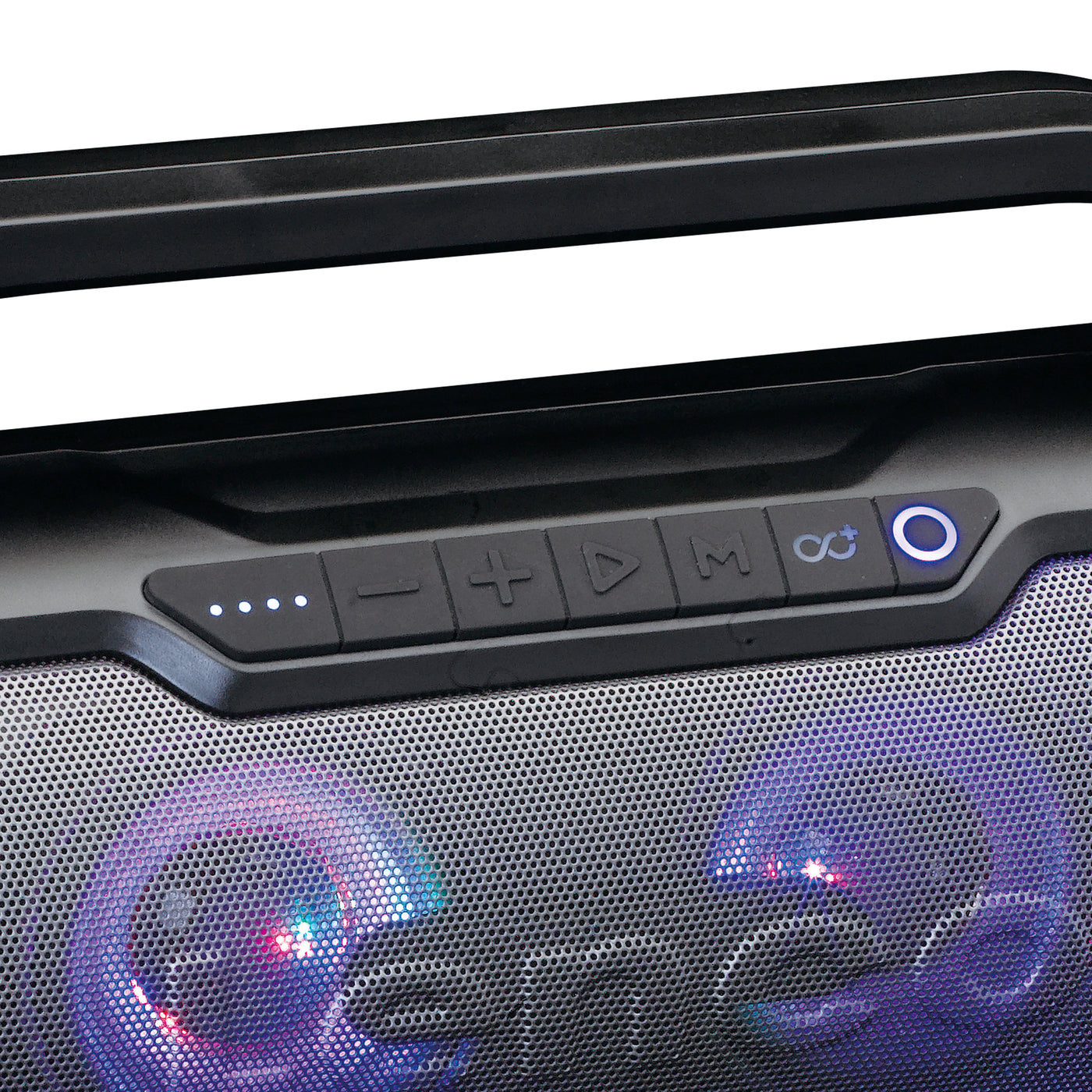 LENCO SPR-070BK - Odporny na zachlapania głośnik Bluetooth® z radiem FM, USB, SD i oświetleniem imprezowym - Czarny