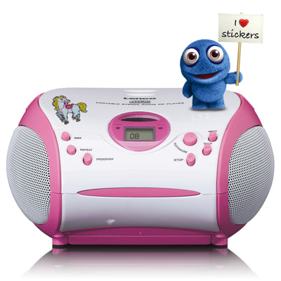 LENCO SCD-24PK kids - Przenośne stereofoniczne radio FM z odtwarzaczem CD - Różowy