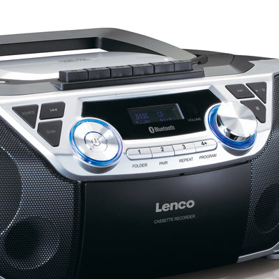 LENCO SCD-120SI - Boombox  FM, CD, Cassette, USB, Bluetooth®, RC