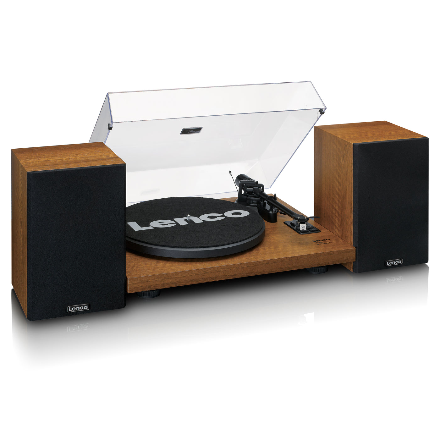 LENCO LS-480WD - Record player with Built-in amplifier and Bluetooth® plus 2 external speakers - Wood