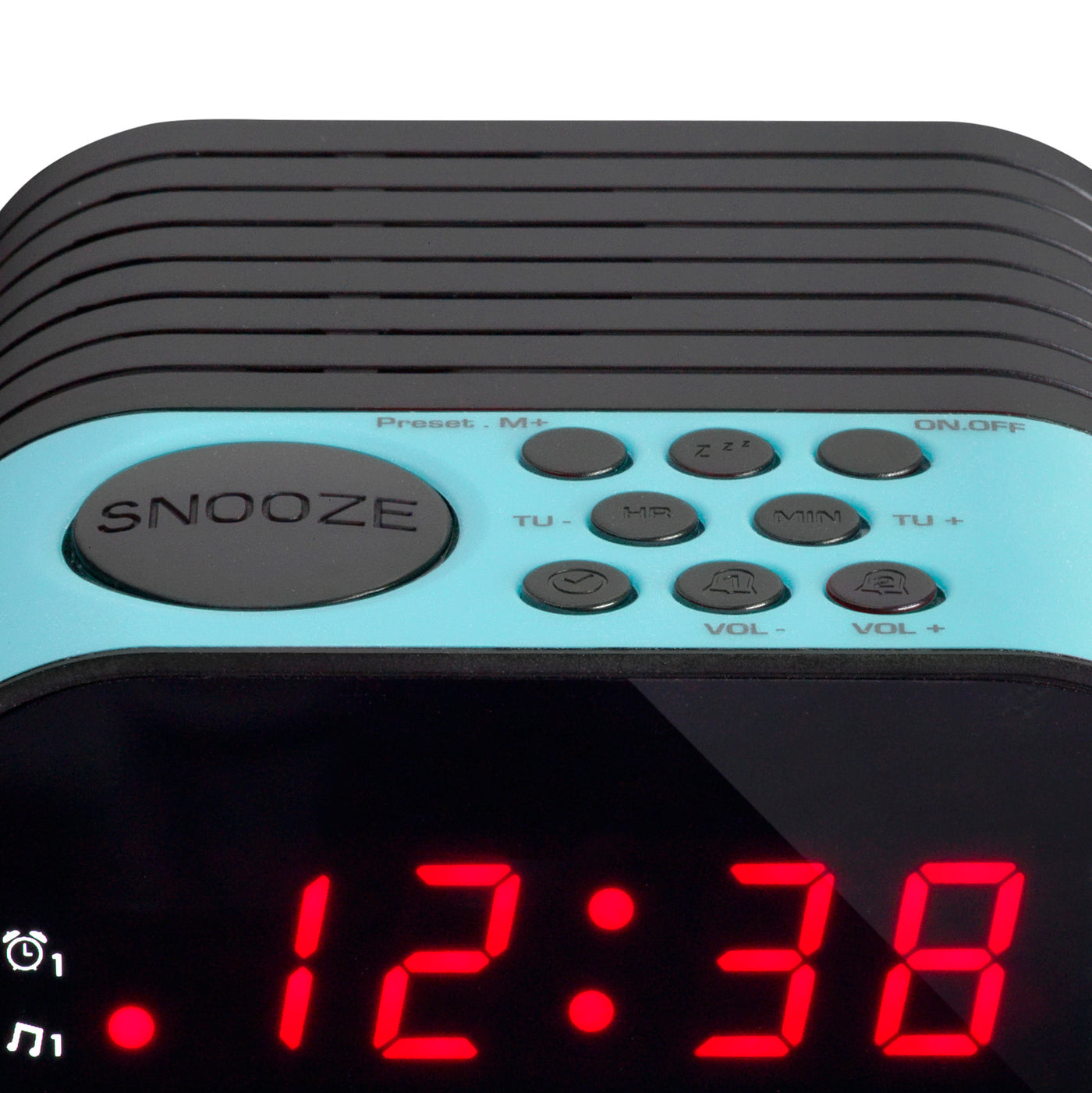 LENCO CR-07 Blue - FM Alarm Clock Radio with with Sleep timer and double alarm function - Blue