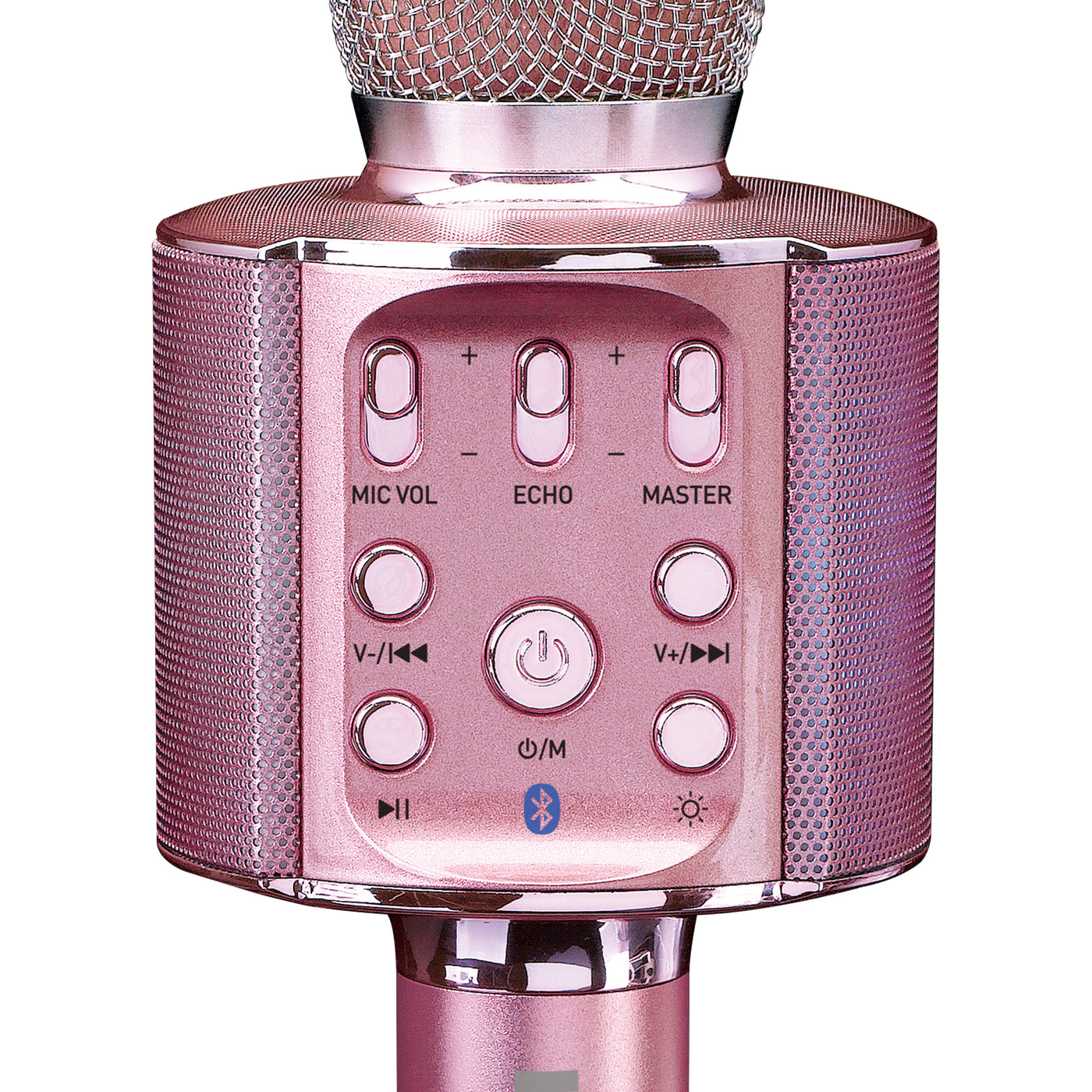 LENCO BMC-090PK - Mikrofon do karaoke Bluetooth® z głośnikiem i oświetleniem - Różowy