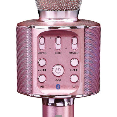 LENCO BMC-090PK - Bluetooth® Karaoke microphone with speaker & lighting - Pink