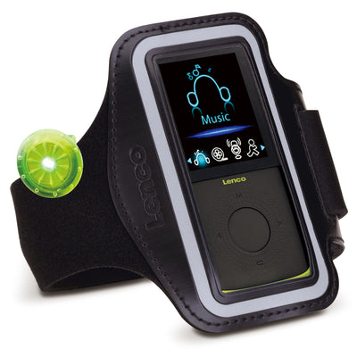 LENCO PODO-153LM - Sport MP3/4 Player with Pedometer, Sport Earplugs and Sport Wristband - Lime