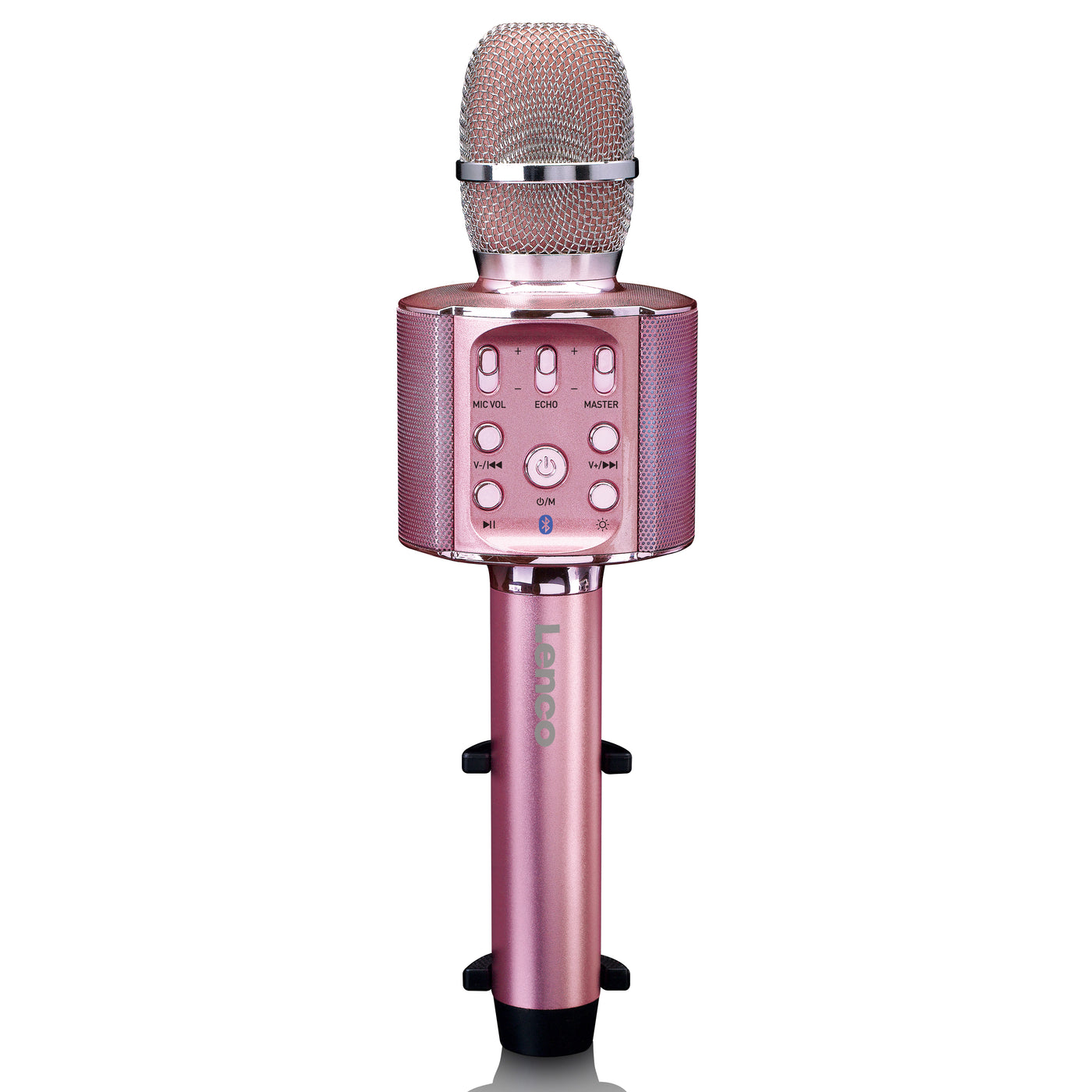 LENCO BMC-090PK - Mikrofon do karaoke Bluetooth® z głośnikiem i oświetleniem - Różowy