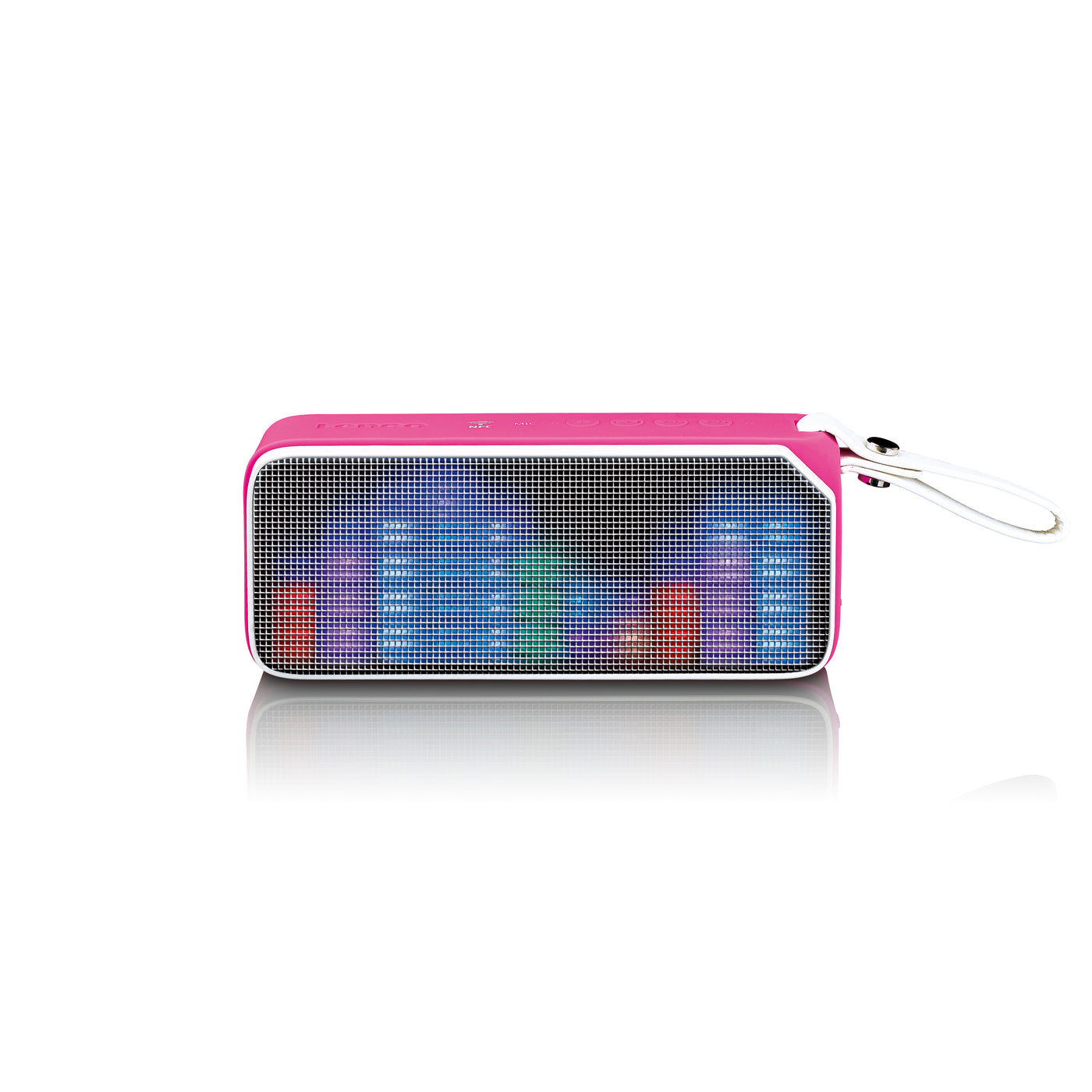 LENCO BT-191PK - Głośnik stereo Bluetooth® bryzgoszczelny z oświetleniem imprezowym - Różowy