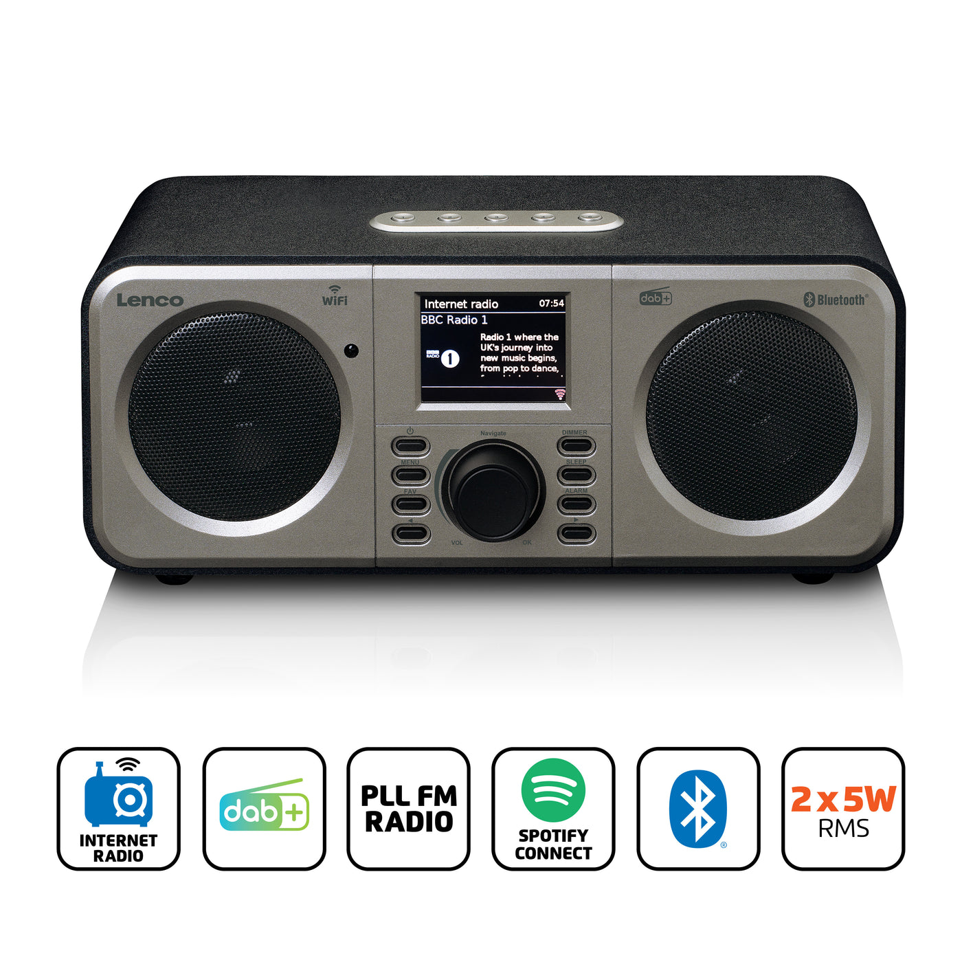 LENCO DIR-141BK - Radio internetowe z DAB+, Bluetooth® i Spotify Connect, czarne