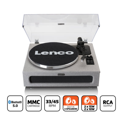 LENCO LS-440GY - Gramofon z 4 wbudowanymi głośnikami - Tkanina