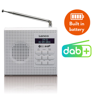 LENCO PDR-020WH - Portable radio DAB+ FM radio with alarm function - White