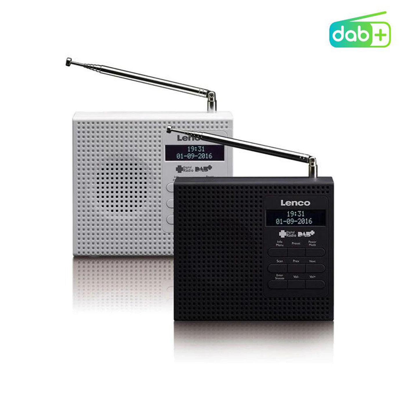 LENCO PDR-020WH - Radio przenośne Radio DAB+ FM z funkcją alarmu - Białe