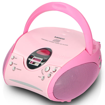LENCO SCD-24 Pink - Portable stereo FM radio with CD player - Pink