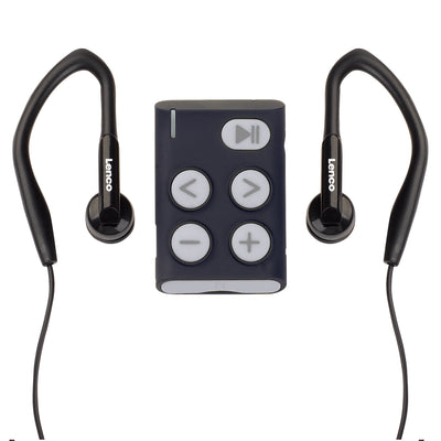 LENCO Xemio-154GY - Sportowy odtwarzacz MP3 z baterią sportowe słuchawki douszne Karta micro SD 4 GB - Szare