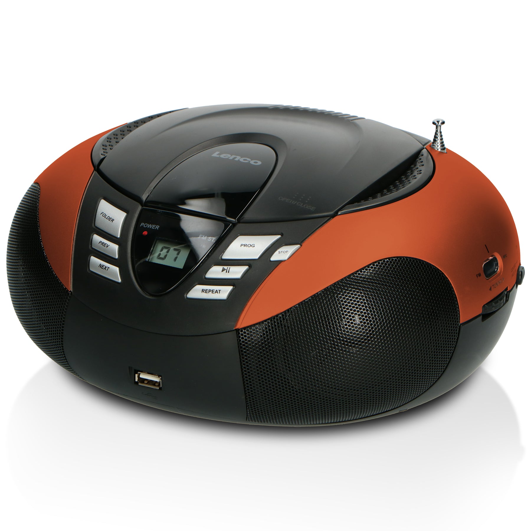 CD USB LENCO Orange - USB Portable SCD-37 – Radio and Orange FM player Lenco-Catalog -