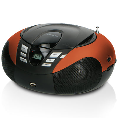 LENCO SCD-37 USB Orange - Portable FM Radio CD and USB player - Orange