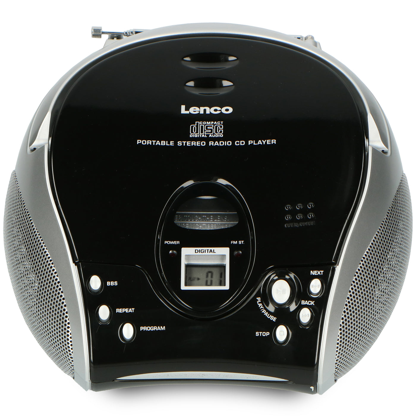 LENCO SCD-24 Black/Silver - Przenośne stereofoniczne radio FM z odtwarzaczem CD - Czarny/srebrny