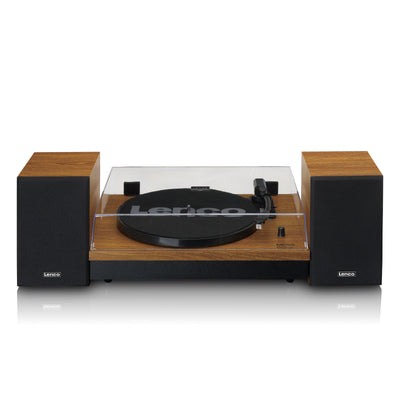 LENCO LS-310WD - Turntable with Bluetooth® and two separate speakers, wood