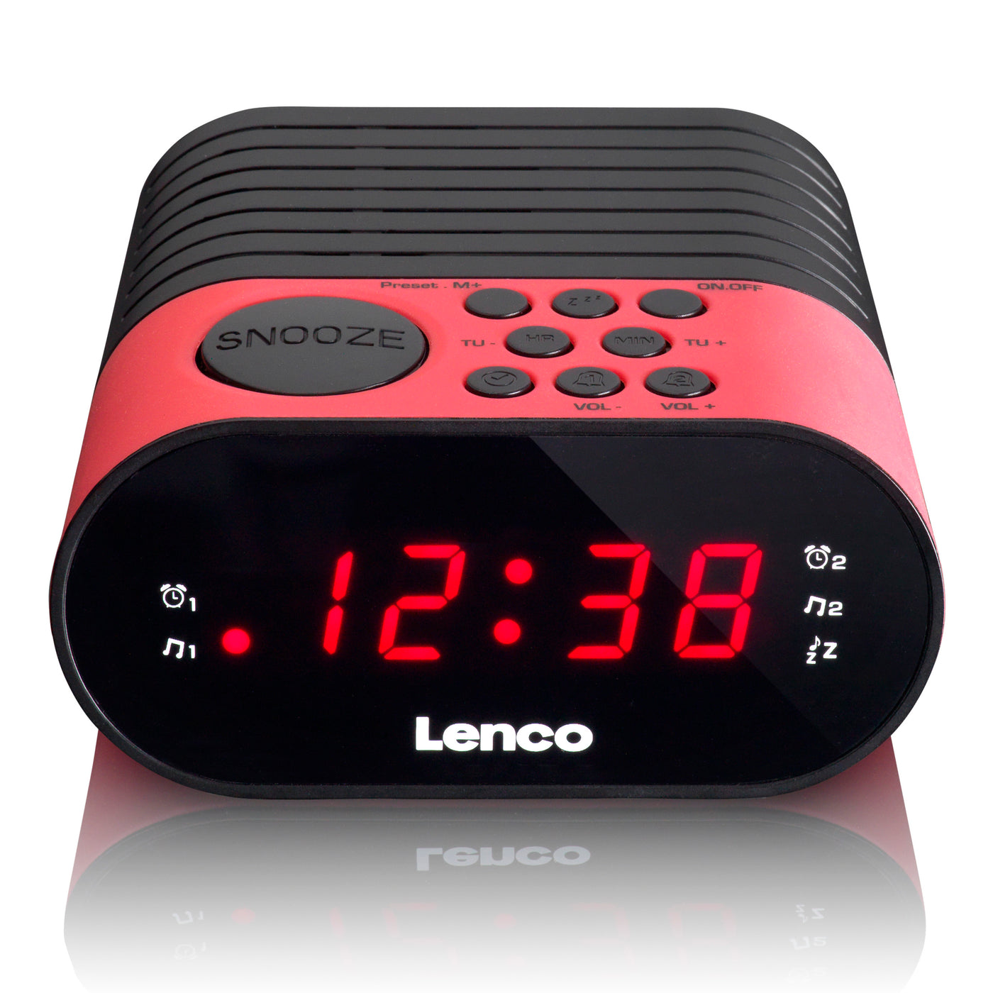 LENCO CR-07 Pink - FM Alarm Clock Radio with with Sleep timer and double alarm function - Pink