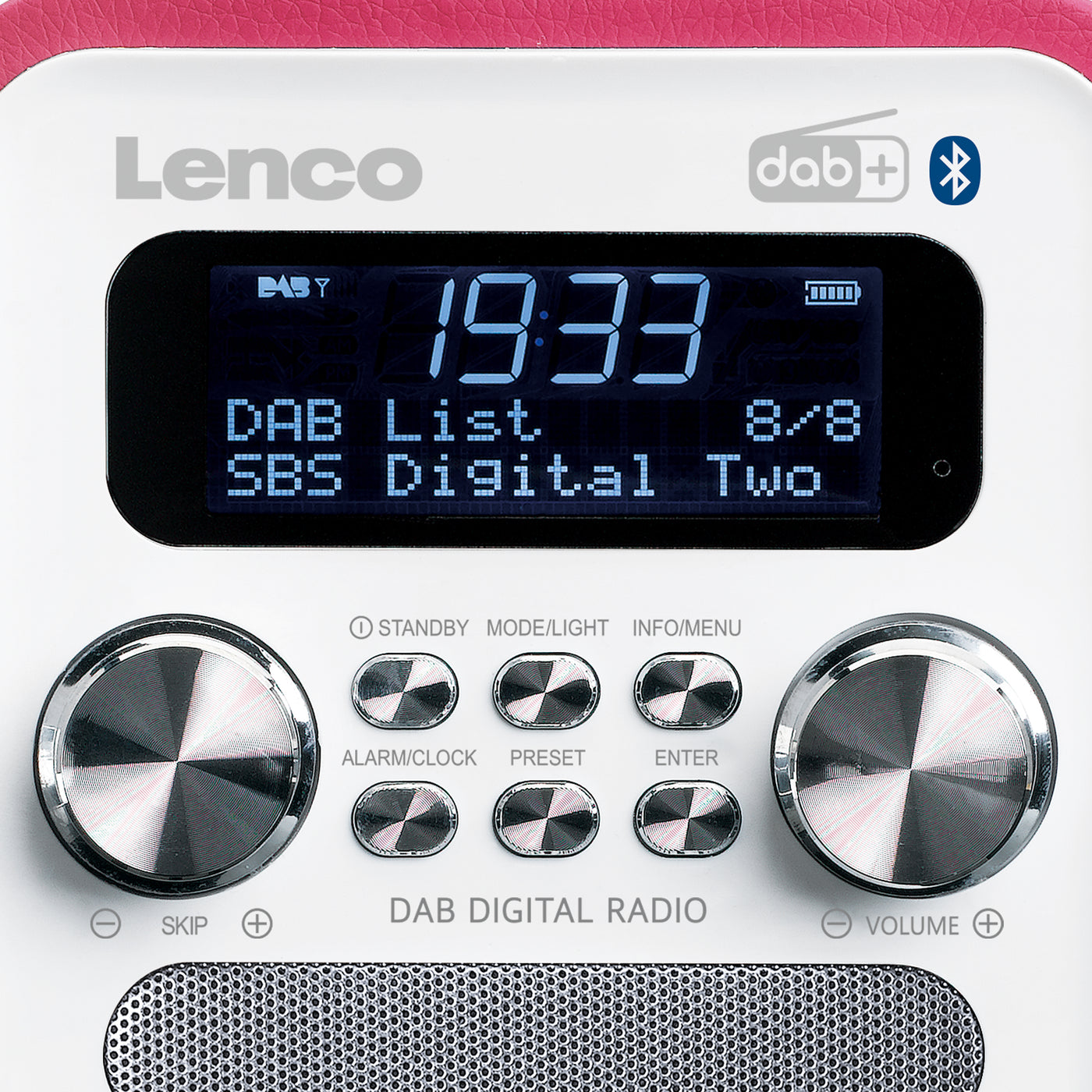 LENCO PDR-051PKWH LENCO - PDR-051BKSI - Portable DAB+ FM Radio with Bluetooth® and AUX-input, rechargeable battery - Pink